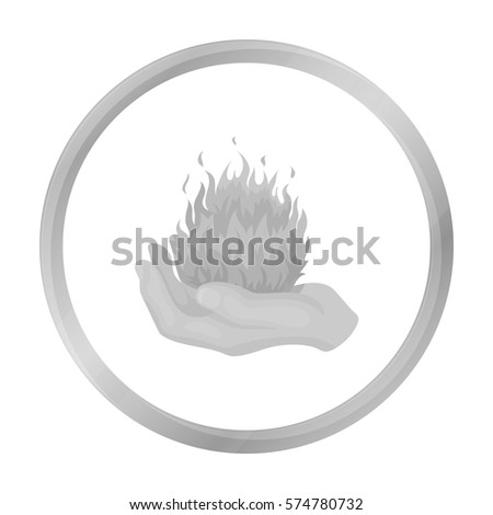 Fire spell icon in monochrome style isolated on white background. Black and white magic symbol stock vector illustration.