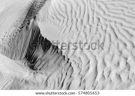 Black and White color (B&W). Natural texture and background of the desert. Sand patterns