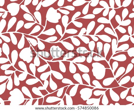 Seamless colorful pattern. Marsala seamless pattern (tiling) with leaves, flowers, and branches. 