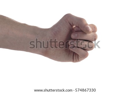 Hand on white background. Fist