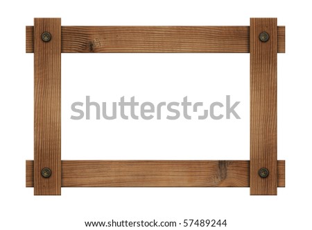 Wooden photo frame, isolated, high resolution