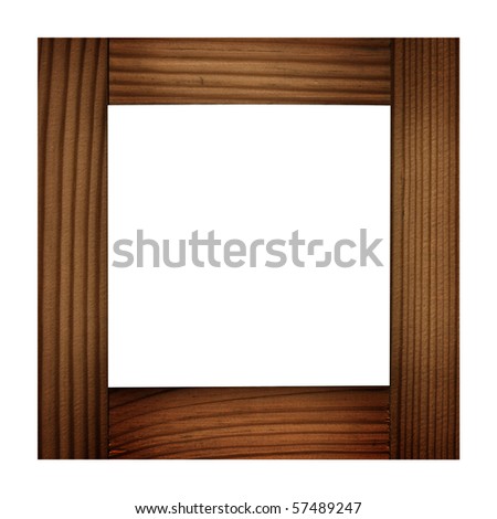 Wooden photo frame, isolated, high resolution