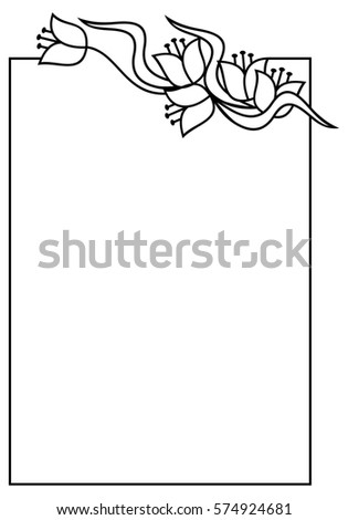 Elegant  frame with contours of flowers. Copy space. Vector clip art.