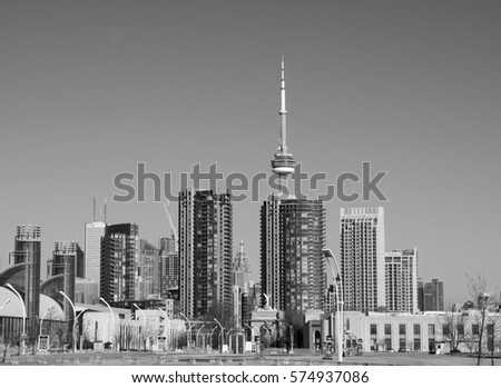 View of Toronto, Canada in black and white
