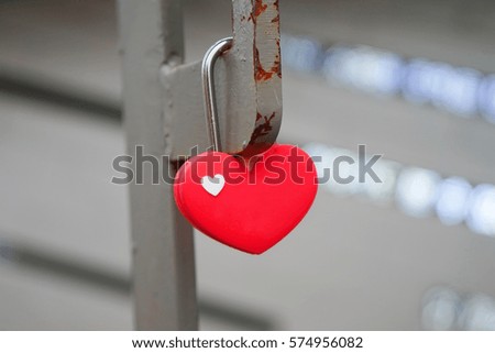 Valentine Concept Heart Shape Lock hang on iron bar