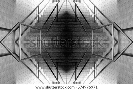 Crazy staircase with two sides. Artistic abstract photo