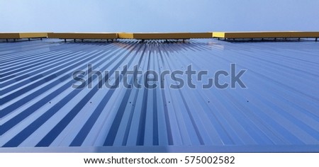 Blue sheet metal or corrugated for roof, wall, warehouse, factory building