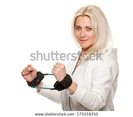 fitness woman portrait with tape