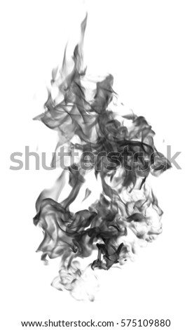 Black flame smoke on a white background