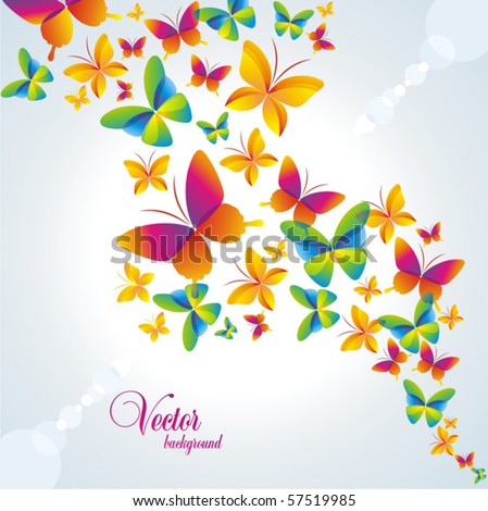 Colorful background with butterfly. Vector.
