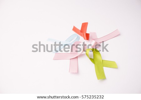 cancer awareness ribbon on white background