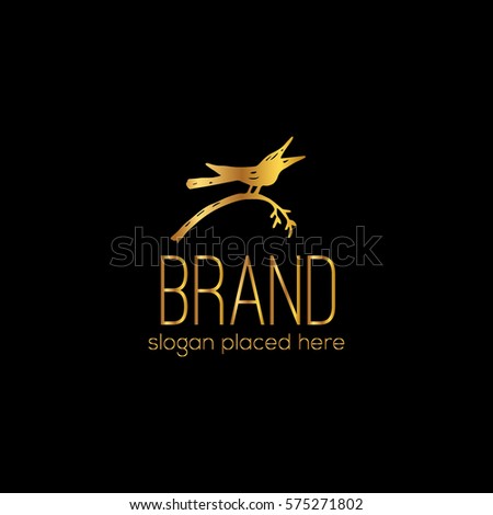 Bird golden vector logo design template. 