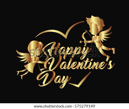 Elegant Romantic Gold Happy Valentine Card, Suitable for Invitation, Web Banner, Social Media, and Other Valentine Related Occasion