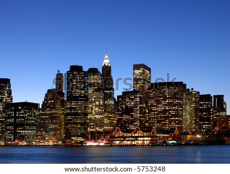 New York City Skyline Just after Sunset