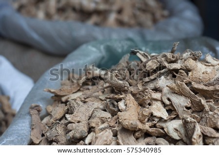 Close-up of dried ginger for sale at the market
