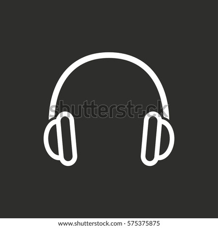 Headphone vector icon. White illustration isolated on black background for graphic and web design.