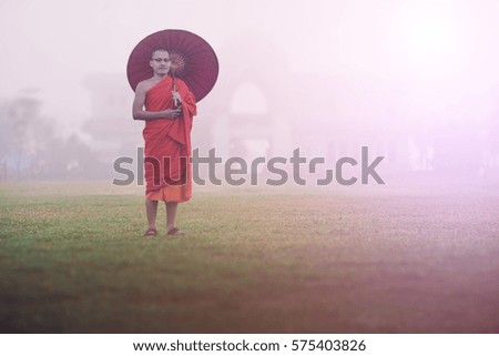 Buddhist monks umbrella