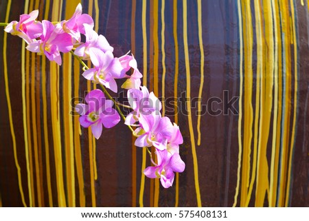 Violet orchid on colorful background