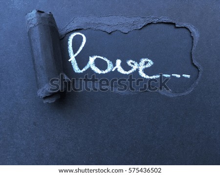 Concept love chalk word. concept love background. concept Valentines background. white chalk word love on black background.  