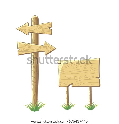 Wooden signs on the white background. Vector illustration.