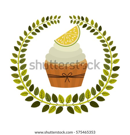 emblem muffin cupcakes icon design, vector illustration