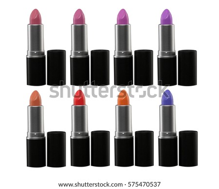 Different lipstick color isolated on white background