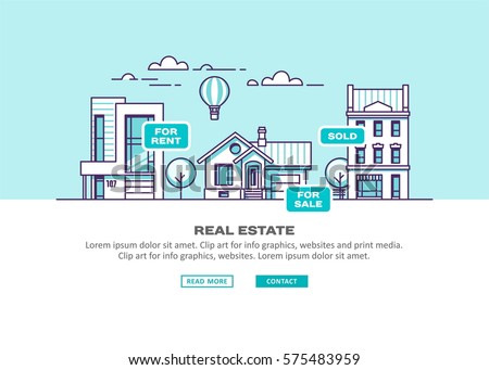 Real estate business concept with houses. Vector illustration. Royalty-Free Stock Photo #575483959