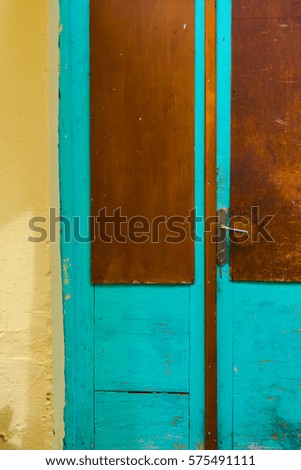Blue colored old door, Thasos, Greece