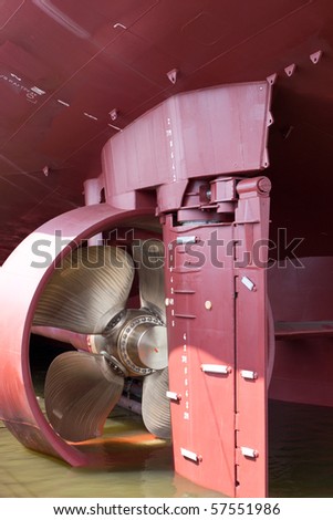 closeup of vessel's propeller