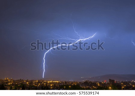 thunderbolt at night (storm over the city)
