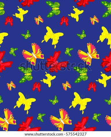  blue seamless pattern of butterflies