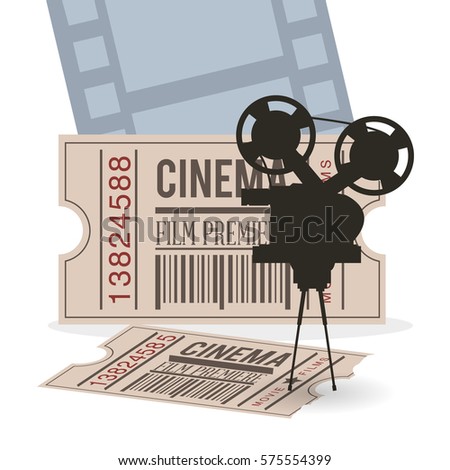 cinema camera film ticket strip vector illustration eps 10