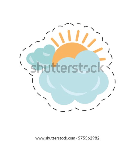 clouds with sun icon image, vector illustration design