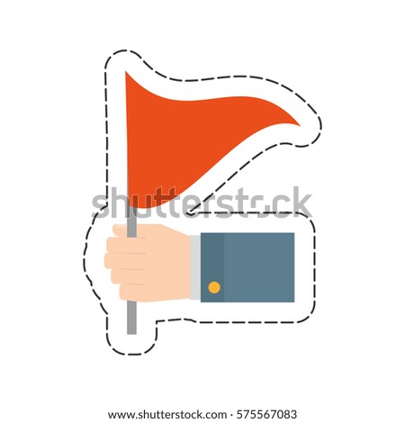 red flag in the hand icon, vector illustration image