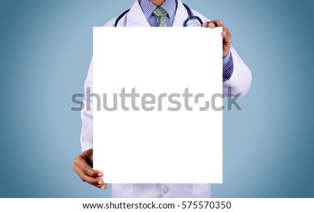 Doctor holding card with stethoscope isolated on color background