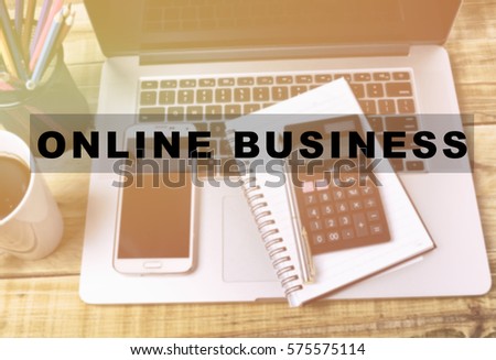 Online business word with blurry background - Business and financial concept