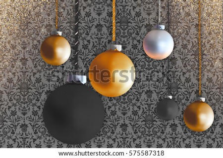 Christmas tree follower Christmas balls copper, bronze, black, knows 