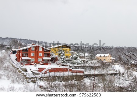 Beykoz villages with snow views in winter, Istanbul, Turkey