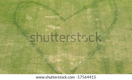 An heart symbol of love drawn by circle makers in the grass