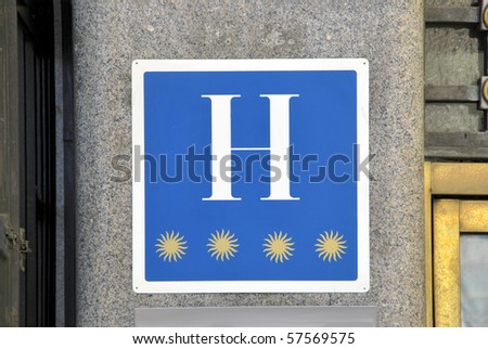 Symbol of four star rated hotel in Madrid. Spain