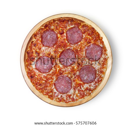 Salami pizza. This picture is perfect for you to design your restaurant menus. Visit my page. You will be able to find an image for every pizza sold in your cafe or restaurant. 