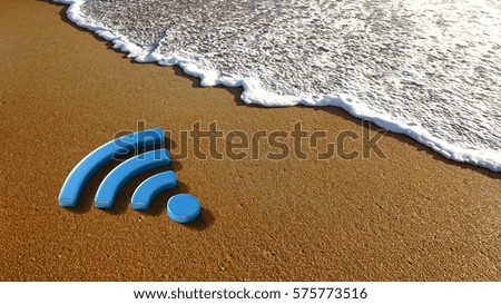 Concept for a Wireless Internet Sign on the Beach.3D Rendering Illustration
