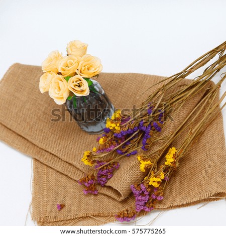 Flowers , roses on wooden background.