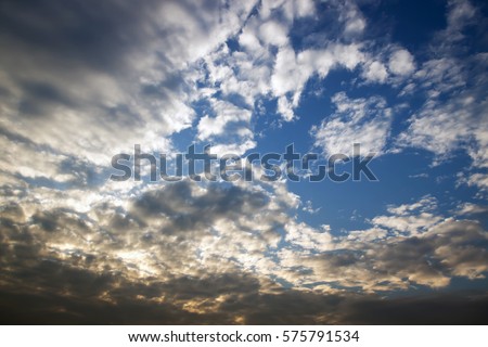Dramatic sunset sky with beautiful cirrucumulus clouds