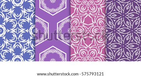 set of modern floral seamless pattern background. Luxury texture for wallpaper, invitation. Vector illustration.