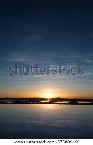 Sunset of Uyuni salt desert, Bolivia.