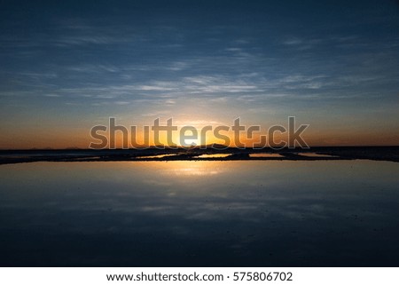 Sunset of Uyuni salt desert, Bolivia. 