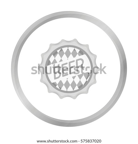 Bottle cap icon in monochrome style isolated on white background. Oktoberfest symbol stock vector illustration.