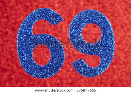 Number sixty-eight yellow color over a red background. Anniversary. Horizontal