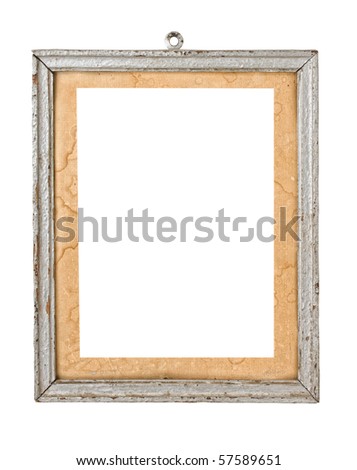 old wooden frame for a picture  isolated on white background
